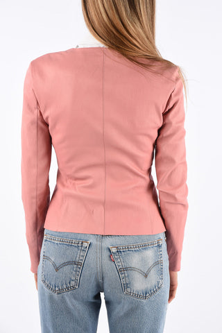 Leather Jacket with ZIp Closure Pocket