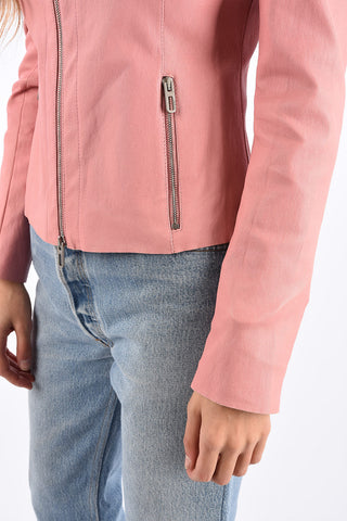 Leather Jacket with ZIp Closure Pocket