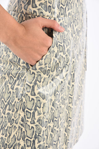 Snake Printed Leather Mini Skirt