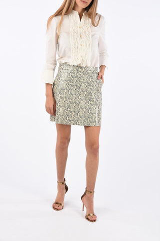 Snake Printed Leather Mini Skirt