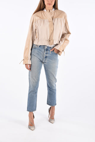 Cropped Jacket with Drawstring