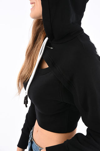 Cut Out Crop Sweatshirt with Hood