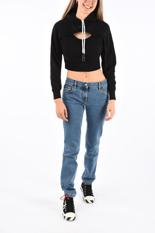 Cut Out Crop Sweatshirt with Hood