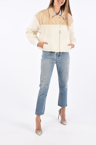 Cropped Jacket with Leather Detail