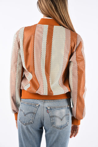 Laser Cut Multicolor Leather Jacket