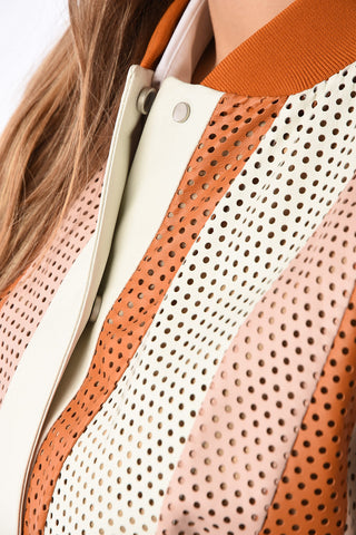 Laser Cut Multicolor Leather Jacket