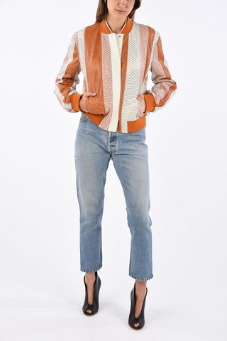 Laser Cut Multicolor Leather Jacket