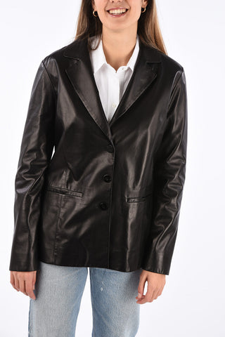 Leather 3 Button Blazer