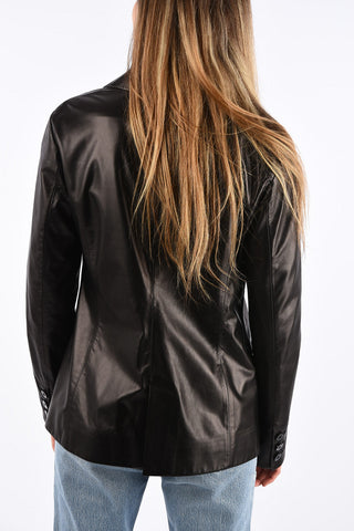 Leather 3 Button Blazer