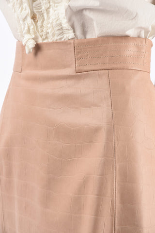 Croco Printed Leather Mini Skirt