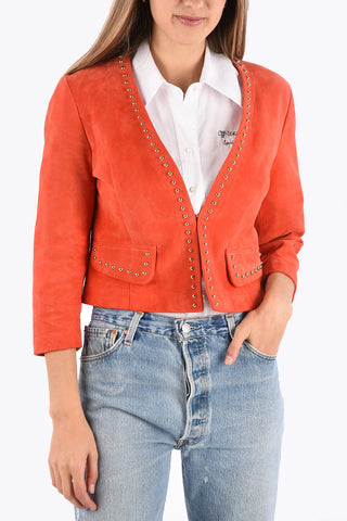 Suede Bolero Jacket with Studded Trimmings