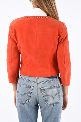 Suede Bolero Jacket with Studded Trimmings