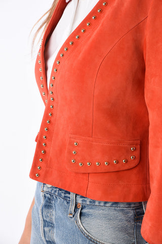 Suede Bolero Jacket with Studded Trimmings
