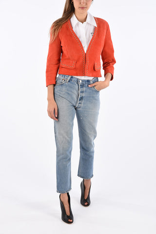 Suede Bolero Jacket with Studded Trimmings