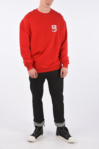 Cotton Distressed Crew-Neck Sweatshirt