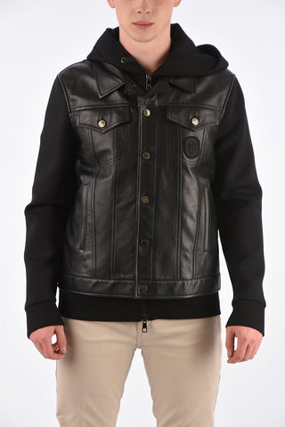 Leather Jacket with Hood