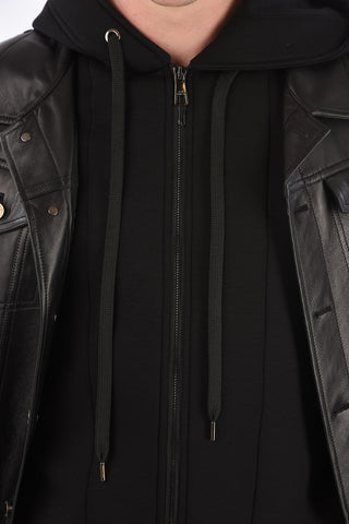 Leather Jacket with Hood