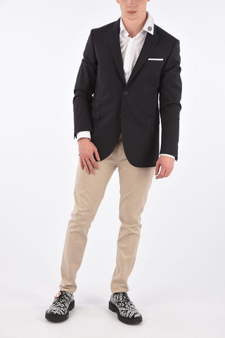 side vents peak lapel 2-button blazer