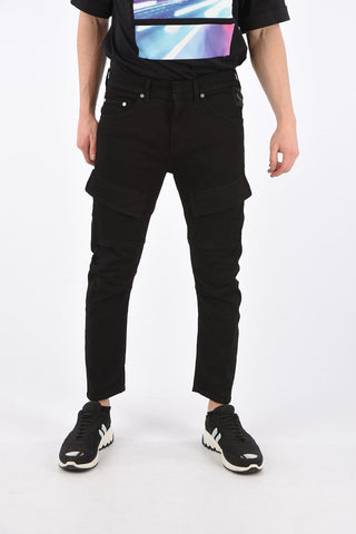 16cm Stretch Denim PIERCED Cargo Jeans