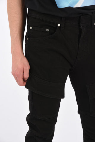 16cm Stretch Denim PIERCED Cargo Jeans