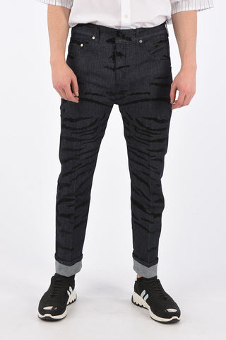 20cm Stretch Denim Jeans with Velvet Details