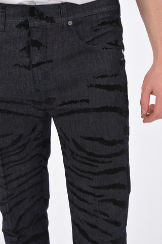 20cm Stretch Denim Jeans with Velvet Details