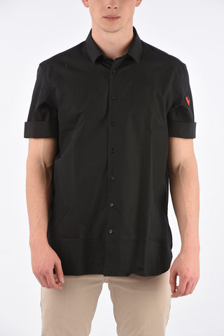 Short Sleeve Loose Fit Shirt with Spread Collar