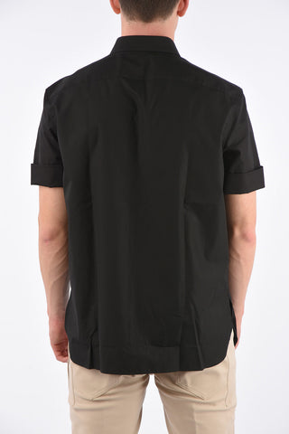 Short Sleeve Loose Fit Shirt with Spread Collar