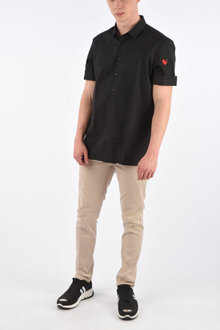 Short Sleeve Loose Fit Shirt with Spread Collar