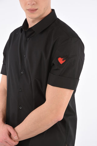 Short Sleeve Loose Fit Shirt with Spread Collar