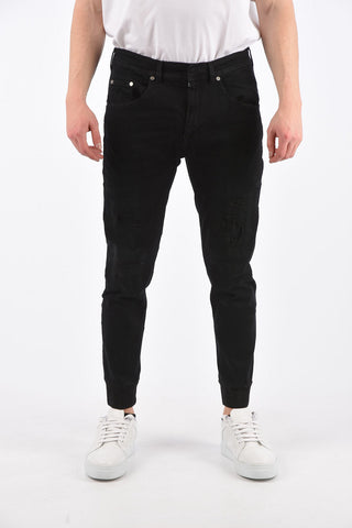 14cm Skinny Fit Distressed Jeans with Elastic Ankle Band