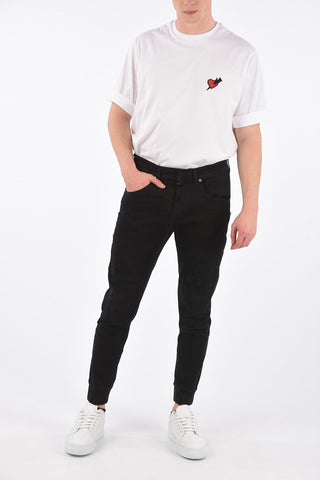 14cm Skinny Fit Distressed Jeans with Elastic Ankle Band