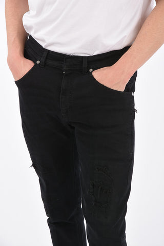 14cm Skinny Fit Distressed Jeans with Elastic Ankle Band