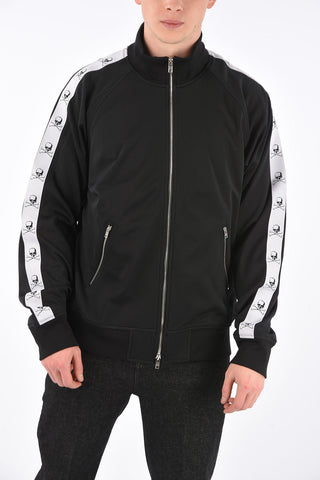Felpa Chiusura Zip con Bande Logate a Contrasto