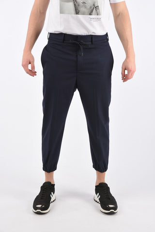 Dropped Crotch Fit Pants with Elastic Ankle Band
