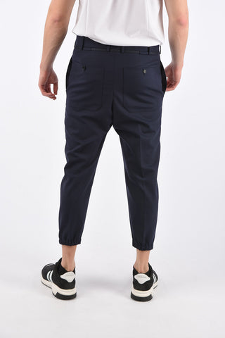 Dropped Crotch Fit Pants with Elastic Ankle Band