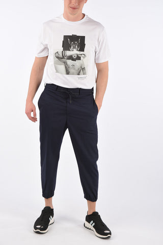 Dropped Crotch Fit Pants with Elastic Ankle Band