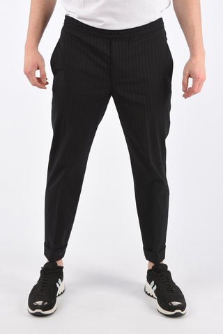 Pinstripe Pants with Cuffed Hem