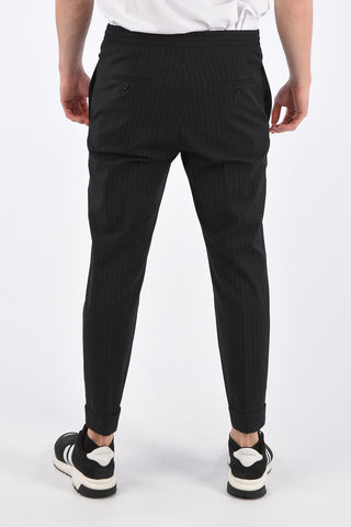 Pinstripe Pants with Cuffed Hem