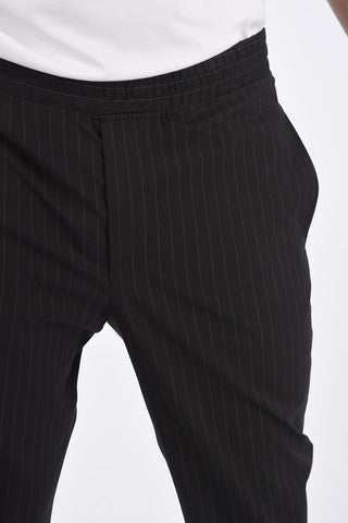 Pinstripe Pants with Cuffed Hem