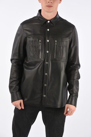 Leather Loose Fit Shirt with Snap Buttons