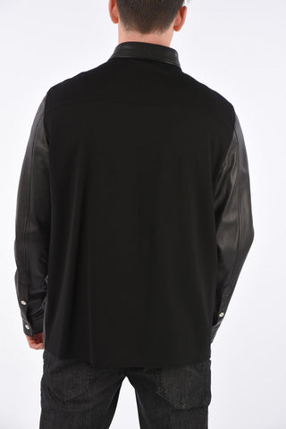 Leather Loose Fit Shirt with Snap Buttons