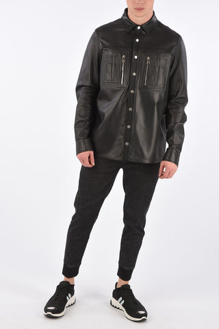 Leather Loose Fit Shirt with Snap Buttons
