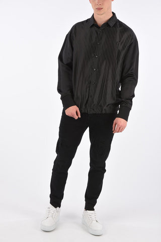 Pinstripe Shirt with Elastic Cuff