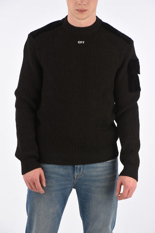 Velvet Details MILITARY Crewneck Sweater