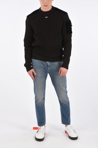 Velvet Details MILITARY Crewneck Sweater