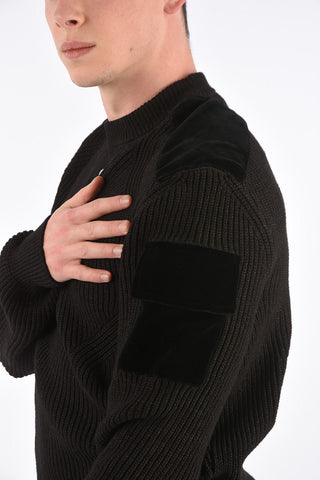 Velvet Details MILITARY Crewneck Sweater