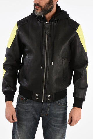 Leather L-BRANDO Bomber with Removable Hood