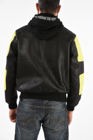 Leather L-BRANDO Bomber with Removable Hood