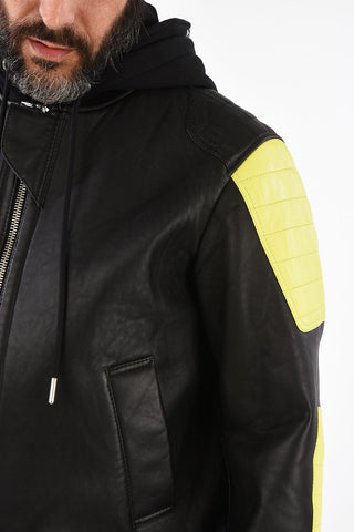Leather L-BRANDO Bomber with Removable Hood